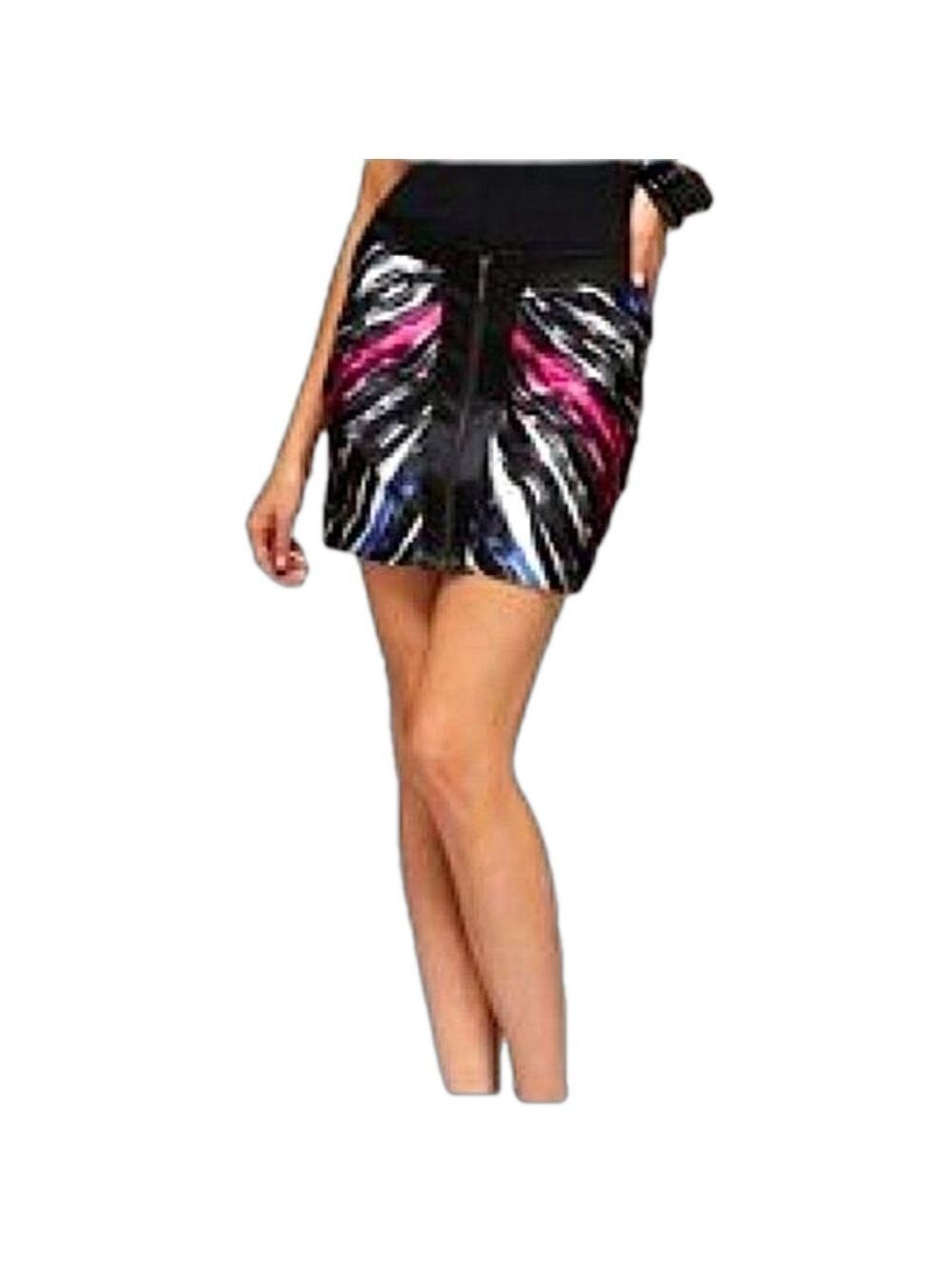 BEBE Stretched Silk Color Striped Skirt Size M